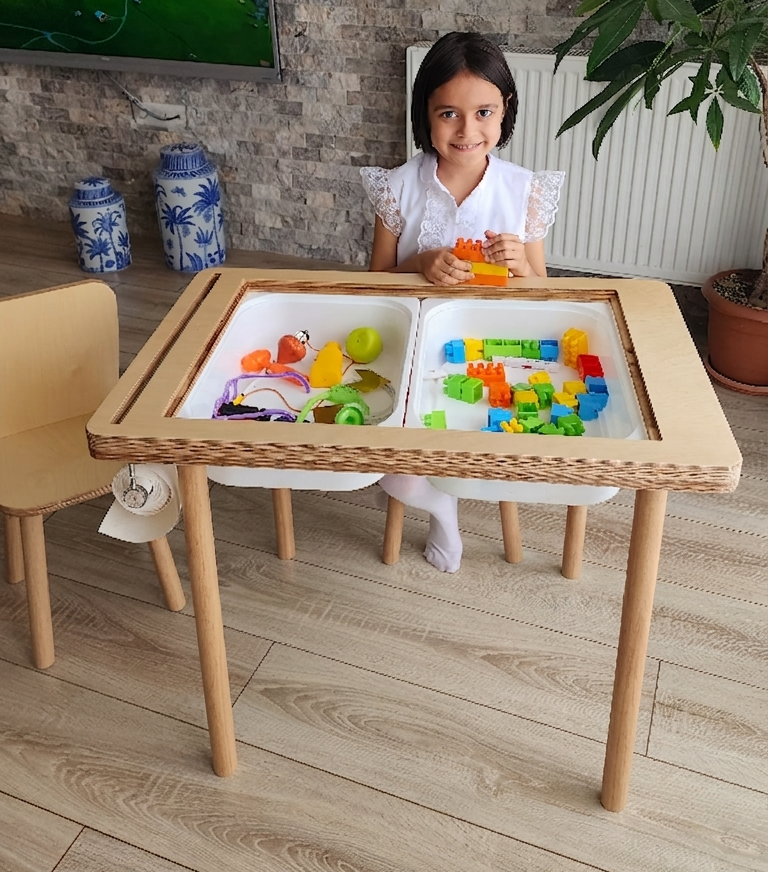 Montessori Masası ve Sandalye Seti - Huş Ağacı (Kalemliksiz)