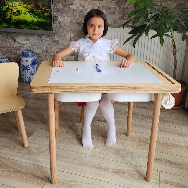 Montessori Masası ve Sandalye Seti - Huş Ağacı (Kalemliksiz)
