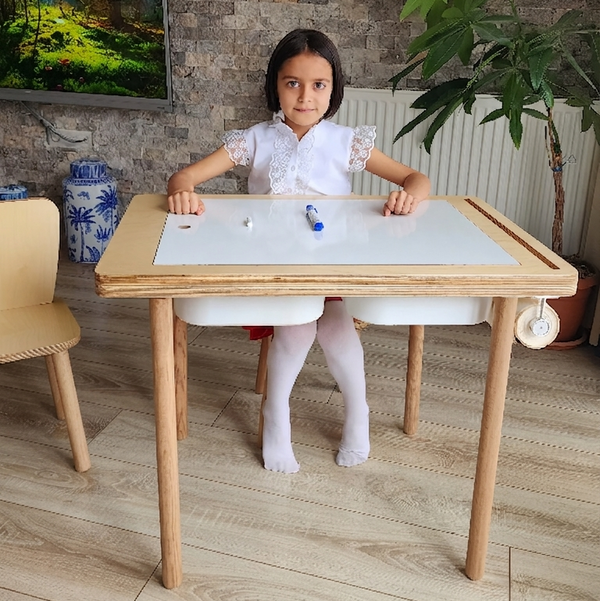 Montessori Masası ve Sandalye Seti - Huş Ağacı (Kalemliksiz)
