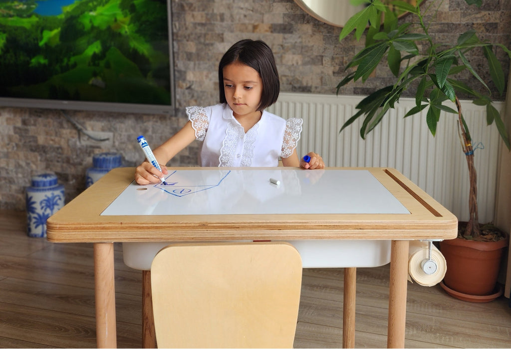 Montessori Masası ve Sandalye Seti - Huş Ağacı (Kalemliksiz)